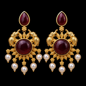 MOQ disponible, boucles d'oreilles pendantes ethniques indiennes traditionnelles fantaisie pour femmes |   Fabricant direct d'usine |   En stock - Product Image 1