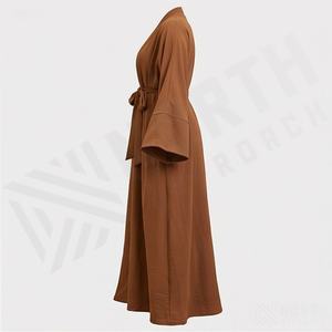 Abaya Tradicional con Cinturón para Mujer, Ropa Islámica Abierta y Modesta, Vestido Musulmán, Nuevo, Venta al por Mayor, Ropa Elegante de Moda, Poliéster V - Product Image 3