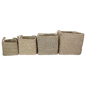 Juego de 4 cestas cuadradas rústicas beige para mesa y suelo, cestas de almacenamiento hechas a mano, venta al por mayor, ecológicas, hechas en Vietnam - Product Image 2