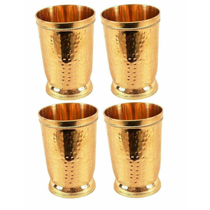 Premium Copper <b>Outside</b> Stainless Steel Inside Dholak Shape Glass Eco Friendly Handmade Indian Utensils for Home & Hotel Drink - Product Image 4