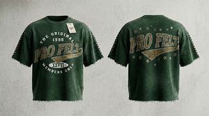 T-shirt Homme Personnalisé Oversize Couleur Unie Délavé Imprimé en Relief Épaules Tombantes Manches Courtes Hip Hop 100% Coton Style Urbain - Product Image 3