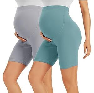 Shorts de yoga de maternité à taille haute avec logo personnalisé, soutien abdominal, anti-bactériens et séchage rapide pour femmes enceintes - Product Image 1