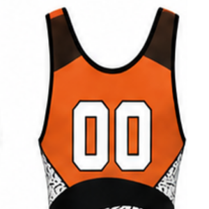 <b>Men</b> Orange Black Sublimated <b>Wrestling</b> <b>Singlet</b> Polyester Athletic <b>Wrestling</b> Uniform Sleeveless Sportswear Competition Training - Product Image 3
