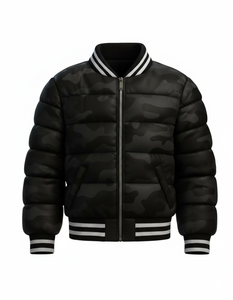 Chaqueta Bomber Acolchada de Camuflaje para Hombre, Colección de Invierno al por Mayor, Cuello Alto Acolchado, Cierre de Cremallera, Ribete Acanalado, Estilo Urbano - Product Image 1