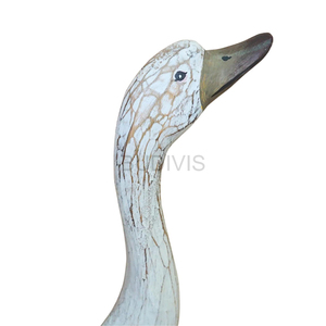 Sculpture de cygne en noix de coco blanchie, décoration de table rustique en bois sculpté à la main, ornement décoratif - Product Image 4
