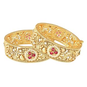 Gold Plated Alloy Bangle Set Women's Classic Crystal Rhinestone Channel Setting Bangles Jewelry <b>Gift</b> - Product Image 1