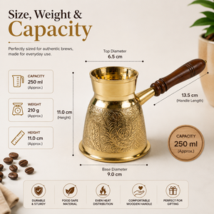 Cafetera Turca Artesanal de Latón Cezve Ibrik con Mango de Madera, Cafetera Árabe Griega para Espresso, Calentador de Leche, Regalo, Utensilios de Cocina - Product Image 5