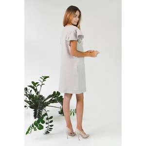 Vestido tipo camisero de lino bordado para mujer, de manga corta, estilo étnico informal. - Product Image 3