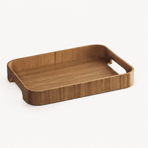 Premium Rectangular <b>Walnut</b> Wood Serving Tray With Handles Modern Minimalist Eco-Friendly Decorative Platter For <b>Coffee</b> <b>Table</b> - Product Image 5