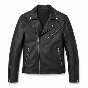 <b>Men's</b> Coated Vintage Genuine Leather Stand Collar Zipper Motorcycle <b>Jacket</b> Windproof Winter Outerwear OEM ODM Custom Logo - Product Image 1