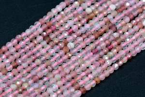 Perles de quartz rose fraise, pierres précieuses naturelles authentiques, brin complet de perles rondes facettées, 15,5 pouces, en vrac - Product Image 6