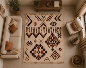 Custom Handmade Moroccan Berber Wool <b>Rug</b> Hand Knotted Tribal <b>Boho</b> Area Carpet with Geometric Amazigh Pattern - Product Image 6