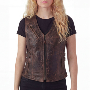 Chaleco Corto de Cuero para Mujer, Estilo Biker, Cuero Genuino, Personalizable, Precio de Fábrica OEM, Proveedor Mayorista - Product Image 1
