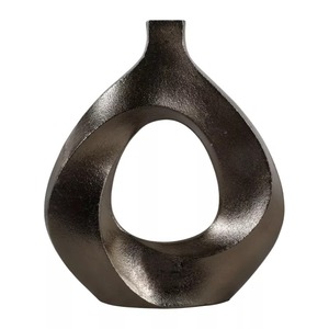 Vase de table contemporain Ember Curve en bronze fait main, 11x10 pouces, sculpture décorative abstraite - Product Image 6