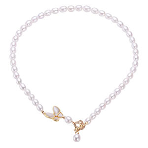 Collar de Perlas de Agua Dulce con Incrustaciones de Microcirconitas Geométricas Tridimensionales al por Mayor, Cierre OT, Concha de Mariposa, Joyería Premium - Product Image 5