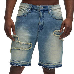 Pantalones Cortos de Mezclilla Casuales para Hombre de Alta Calidad a Precio de Fábrica - Secado Rápido, Ecológicos, con Cierre de Botones, Costuras en Contraste y Detalles Deshilachados - Product Image 1