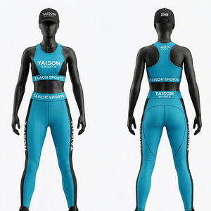 Premium 250 GSM Nylon Spandex Boxing Bra Legging Set Pink Panel Design Custom Heat Transfer Logo - Product Image 2