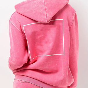 Ensemble deux pièces décontracté en coton tricoté respirant pour femme, comprenant un sweat à capuche et un short, idéal pour la gym, style délavé à l'acide - Product Image 5