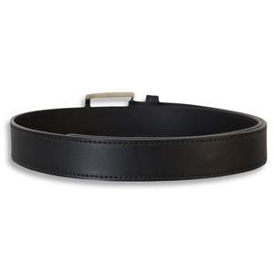 Men's Black Genuine Leather Formal <b>Belt</b> With <b>Silver</b> Rectangular Pin <b>Buckle</b> Durable Business Accessory - Product Image 3