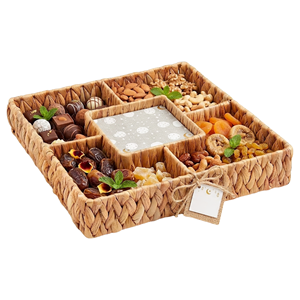 Water Hyacinth Serving Tray, Boho Chocolate & Nut Storage <b>Basket</b> For Ramadan Eid Decor, Handwoven Decorative Tray From Vietnam - Product Image 1