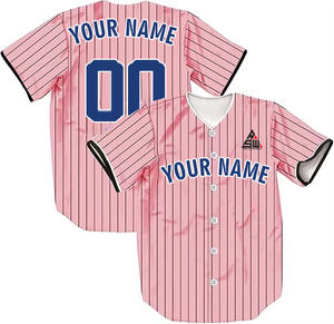 Camiseta de Béisbol Personalizada 2025 con Rayas Negras, Cuello en V Blanco, Botones, Uniforme de Equipo, Nombre y Número Personalizados, Estilo Profesional, Venta al Por Mayor - Product Image 3