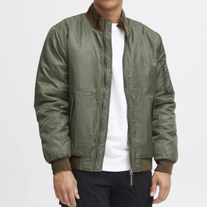 Mens Casual Bomber <b>Jacket</b> Solid Color Zipper <b>Pilot</b> Style Flight <b>Jacket</b> with Pockets - Product Image 1