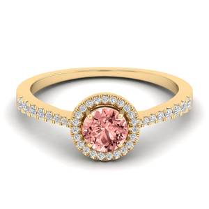 แหวนแต่งงาน REYES แบบสั่งทำพิเศษ ทองคำแท้ 14K ประดับเพชรทรงกลมเจียระไนแบบบริลเลียนต์ 0.84 กะรัต พร้อมพลอยมอร์แกไนต์ สำหรับผู้หญิง - Product Image 1