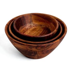 Ensaladera y fruta de madera de acacia de alta calidad Cuenco de madera natural para uso doméstico y hotelero-Producto al por mayor Compradores de alimentos comerciales - Product Image 4