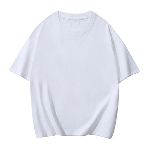 T-shirt blanc surdimensionné en coton pour homme, manches courtes, col rond, décontracté, uni, en jersey tricoté, écologique, respirant, coupe classique - Product Image 2