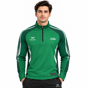 WILCARE Veste de sport verte pour homme, demi-zip, respirante, pour toutes les saisons, maillots de hurling, couleur unie, personnalisable - Product Image 1