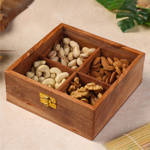 Caja de madera para frutos secos con logotipo personalizado, con tapa, 6 compartimentos, utensilios multifuncionales para fiestas, para almacenar frutos secos y nueces - Product Image 6