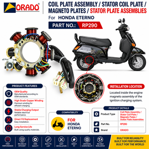 Conjunto de placa de bobina de estator Honda Eterno, calidad de exportación, repuestos para motocicletas, India, Orado - Product Image 3