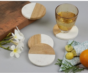 Modern Design Round Food-Grade Marble <b>Coasters</b> <b>Heat</b> Resistant 5mm Thickness Coffee Cup Mat Tabletop Protection Mat - Product Image 2