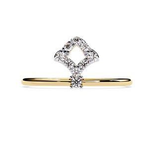 Anillo minimalista de oro macizo de 10k, 14k, 18k con diamante de corte redondo para mujer, ideal para regalo, compromiso, aniversario, boda - Product Image 1