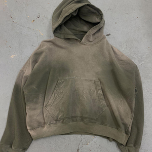 Sudadera con capucha de forro polar para hombre, personalizada al por mayor, con lavado ácido, servicio OEM, de alta calidad, con hombros caídos, estilo oversize, lisa y sin estampado. - Product Image 1