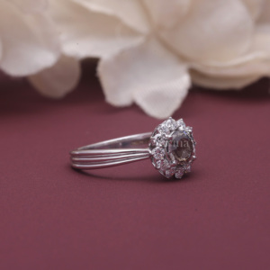 IGI Certified Lab Grown Round Diamond Floral Halo Engagement Ring in Solid 925 Sterling Silver Vintage Style Diamond Ring - Product Image 2