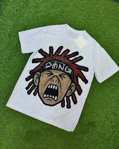 Camiseta Oversize de Algodón Pesado con Estampado Gráfico Personalizado de Alta Calidad y Bajo Asimétrico para Streetwear al por Mayor - Product Image 2