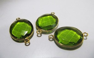 Peridot Chalcedony Hydro Quartz Briolette Connector Oval Shape Faceted Connector Charms - Product Image 6