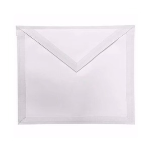Blue Lodge Entered Apprentice Ethnic Velvet Apron All White with White Borders & Silver <b>Snake</b> Hook <b>Belt</b> OEM Service MAP-0003 - Product Image 1