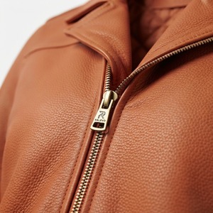 Veste de moto en cuir pour homme RELEVO, couleur violette, coupe ajustée, fermeture éclair, col rabattable, style automne - Product Image 6