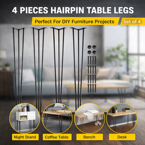 36" Metal Hairpin <b>Table</b> Legs 3 Robs <b>Set</b> 4 880lbs Capacity Metal Furniture Legs Stainless Steel Modern DIY <b>Dining</b> Desk EDPTBL021 - Product Image 1