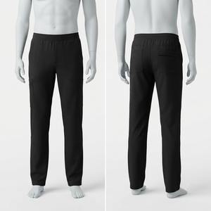 Mens <b>Scrub</b> Pants Premium 220 GSM Stretch Fabric <b>Black</b> Straight Leg Cargo Pockets Custom Logo Embroidery Workwear <b>Trouser</b> Comfort - Product Image 1