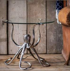 Table en aluminium moderne de style pieuvre pour une décoration intérieure contemporaine, avec une base sculpturale audacieuse et un plateau fonctionnel. - Product Image 1