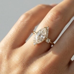 Gorgeous 3.00CT Marquise Cut Diamond Modern Ring Lab Grown 14K Solid Gold Fine Jewelry <b>Surprise</b> For Lovers - Product Image 3