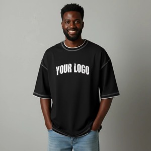เสื้อยืดเจอร์ซีย์ผ้าฝ้าย 100% คุณภาพสูง เนื้อหนา พิมพ์ลาย/เรียบ ทรงโอเวอร์ไซส์ กันยับ ระบายอากาศได้ดี ไซส์พลัส สำหรับผู้ชาย สั่งทำได้ - Product Image 2