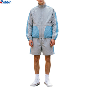 Conjunto de Chaqueta y Pantalones Cortos Unisex de Verano, Cortavientos, Personalizado, de Nailon Ligero, con Parches y Rayas, Estilo Deportivo Informal - Product Image 1