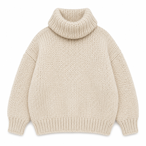 Pull col roulé surdimensionné en tricot épais pour femme, 100 % coton, respirant, anti-plis, anti-rétrécissement, hiver, devant ouvert - Product Image 1