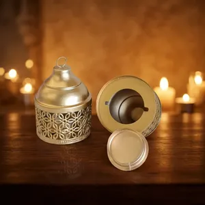 Handmade Brass Candle Stand <b>Set</b> 2-Piece Decorative <b>Lantern</b> Votive Holder for Home Wedding & Festival Table - Product Image 5