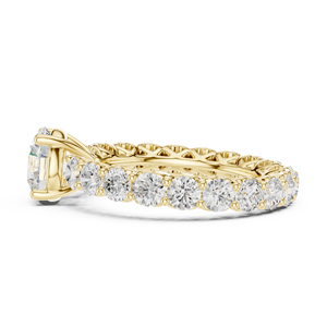 แหวนเพชรทองคำขาวสไตล์วินเทจ ประดับเพชรรูปไข่และทรงกลมแบบ Eternity Band ของขวัญเครื่องประดับ แหวนหมั้นเพชรทองคำขาว - Product Image 4