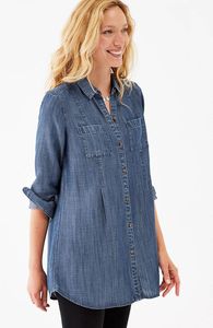Chemise en jean pour femme, col boutonné, manches longues, couleur unie, décontractée, avec poches, pour un usage quotidien - Product Image 6
